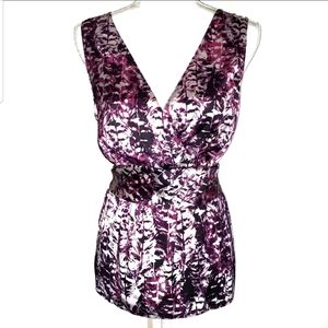 Ann Taylor Purple Pink Sleeveless Blouse with Tie